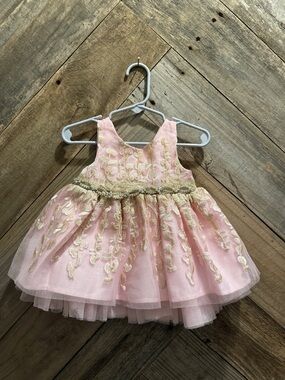 American Princess Pink and Gold Embroidered Tulle Party or Birthday Dress
